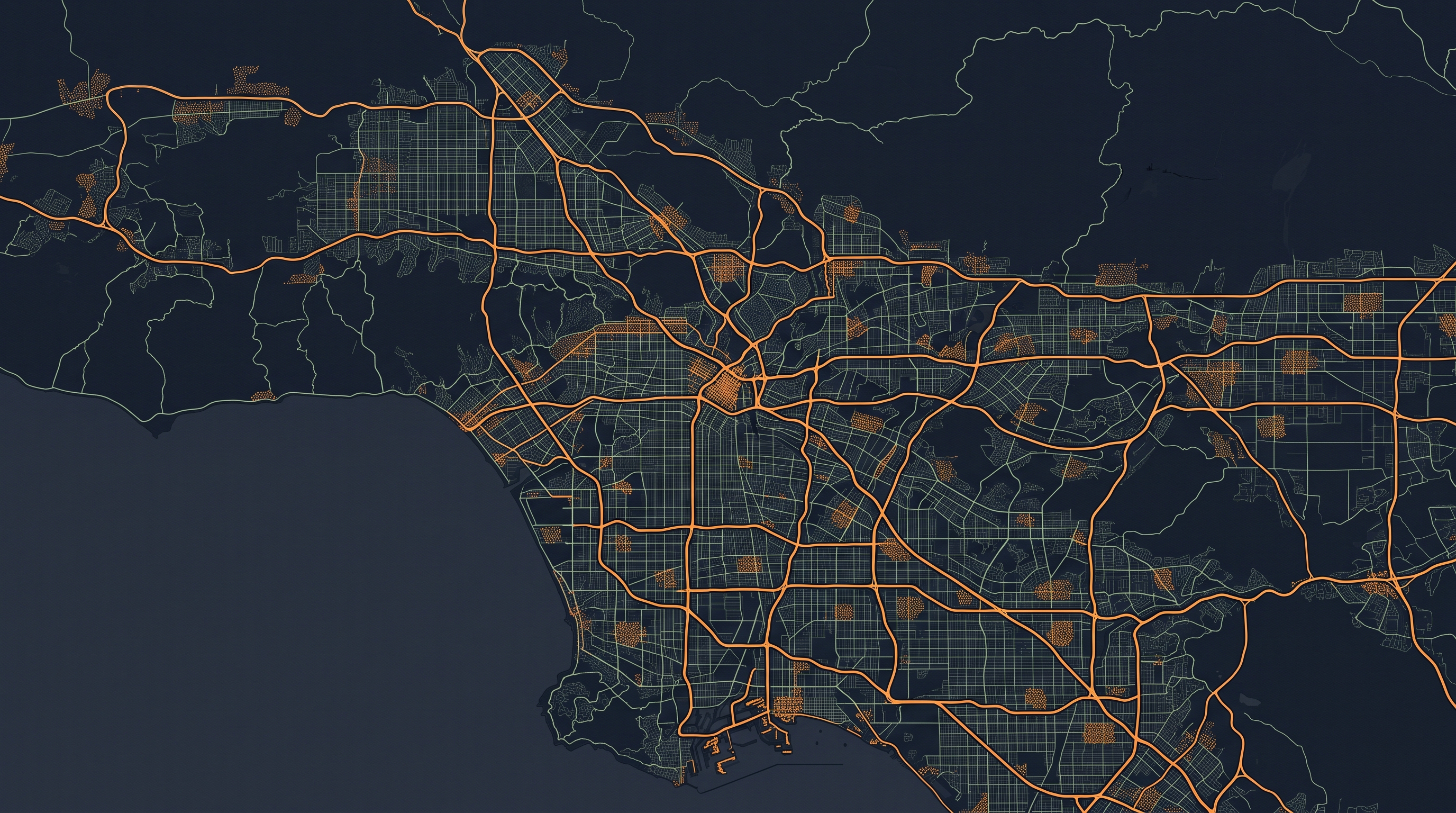 Stylized map of the Los Angeles County service area.